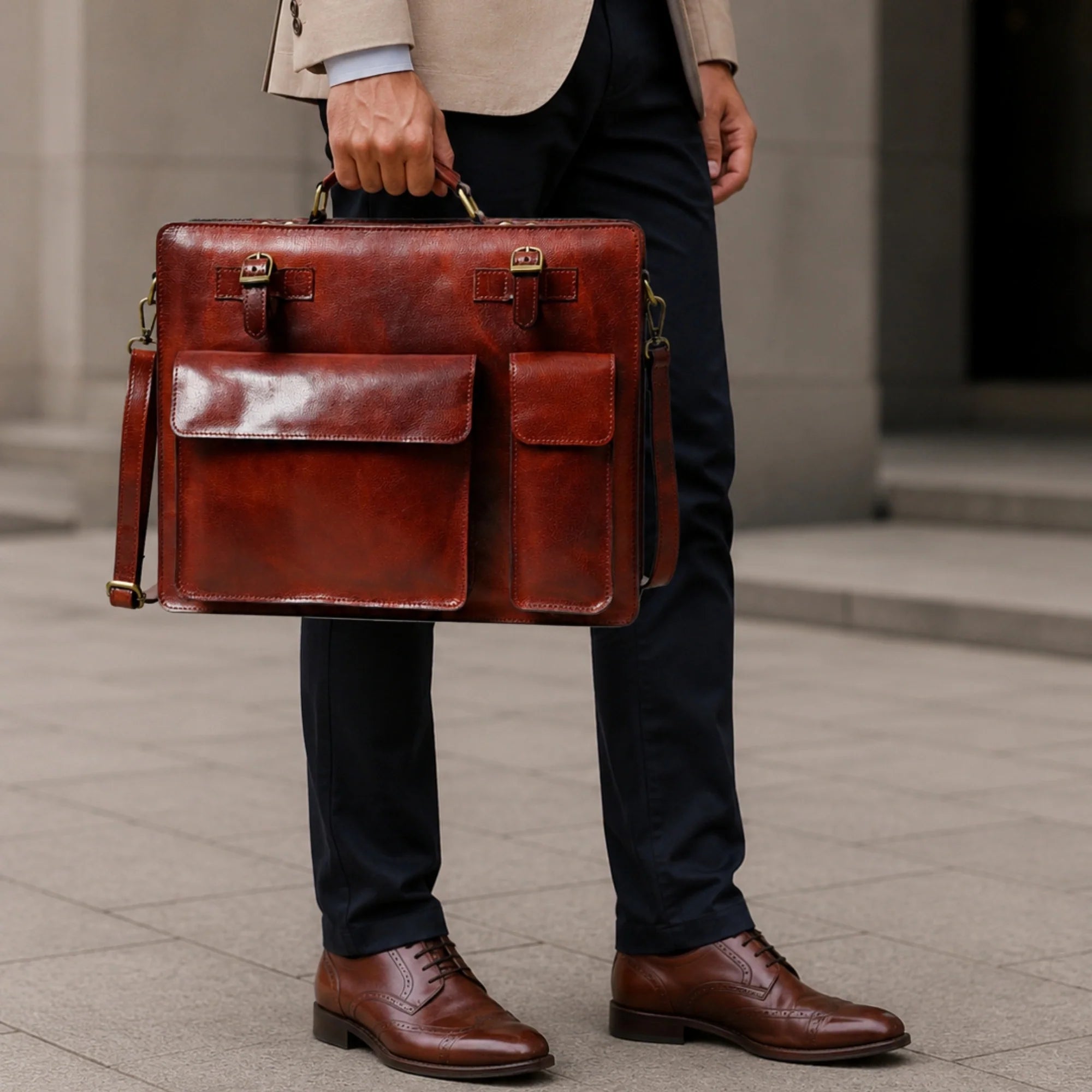 Tann Brown Leather Briefcase