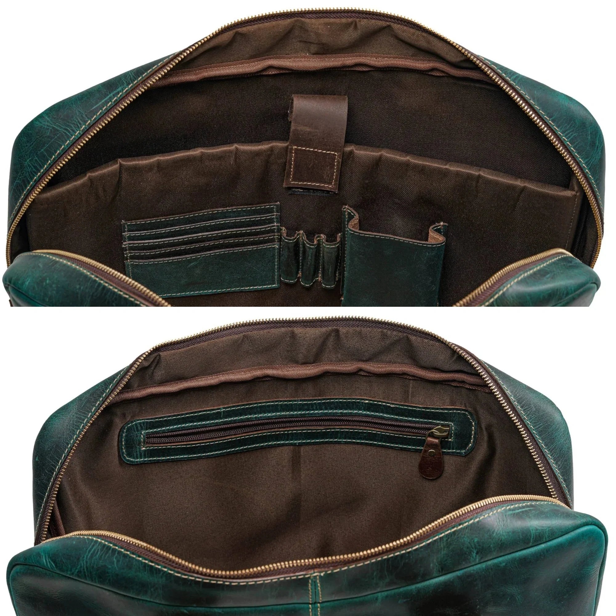 Leo Full grain Leather Briefcase - Green