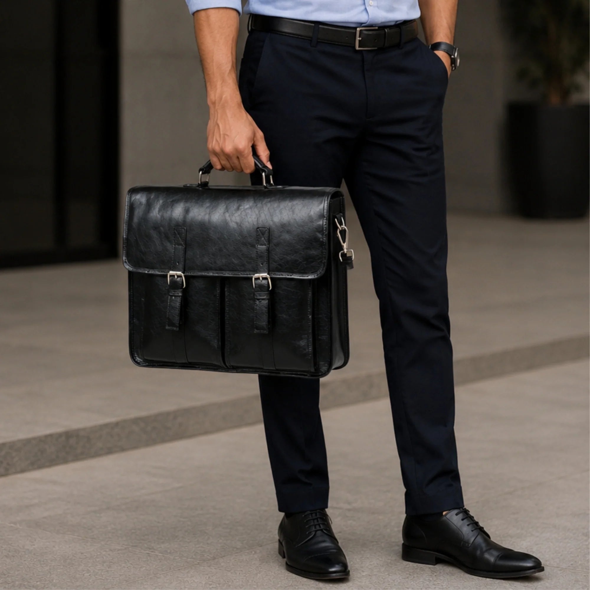 Baylor Black Leather Briefcase