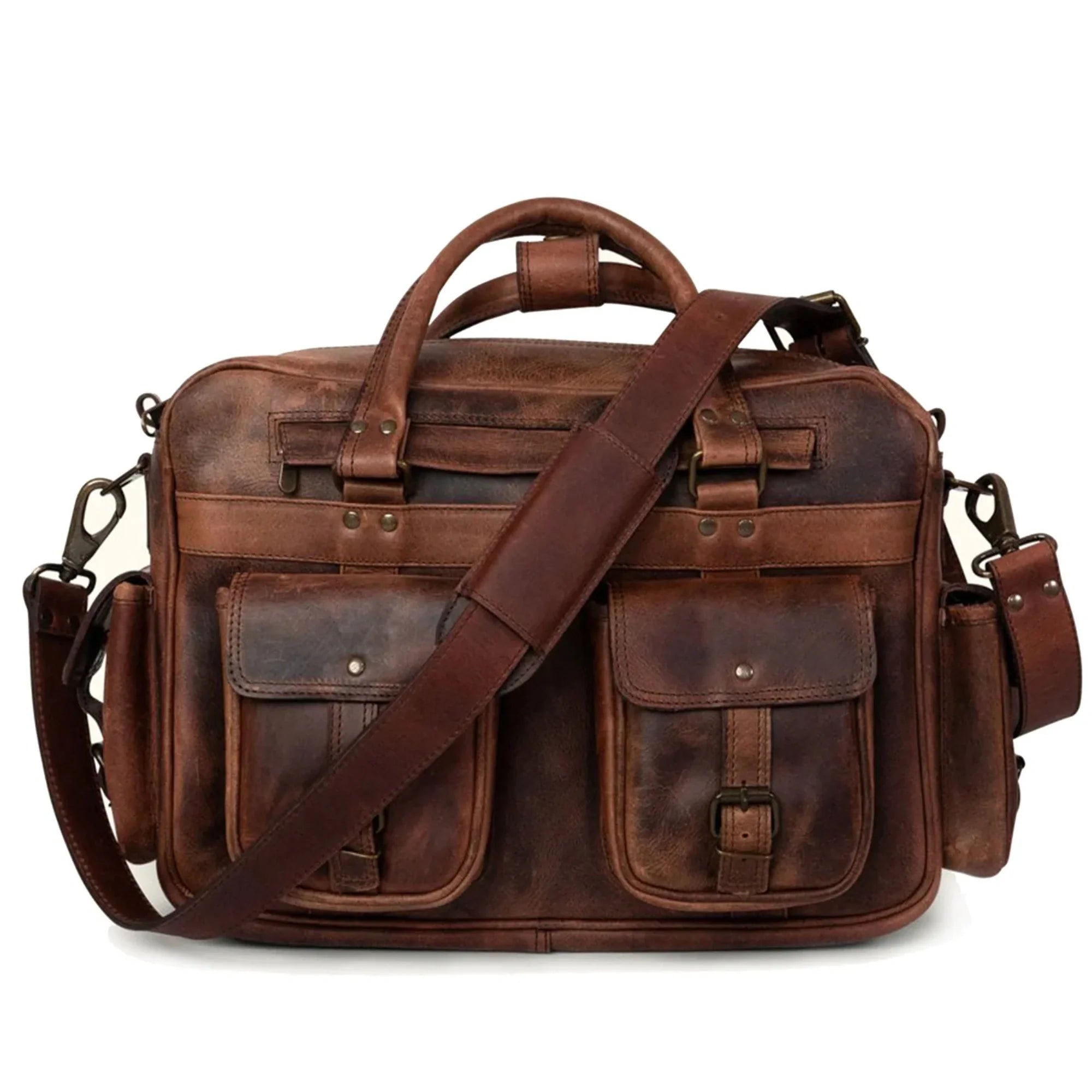 Brown Full Grain Leather Briefcase
