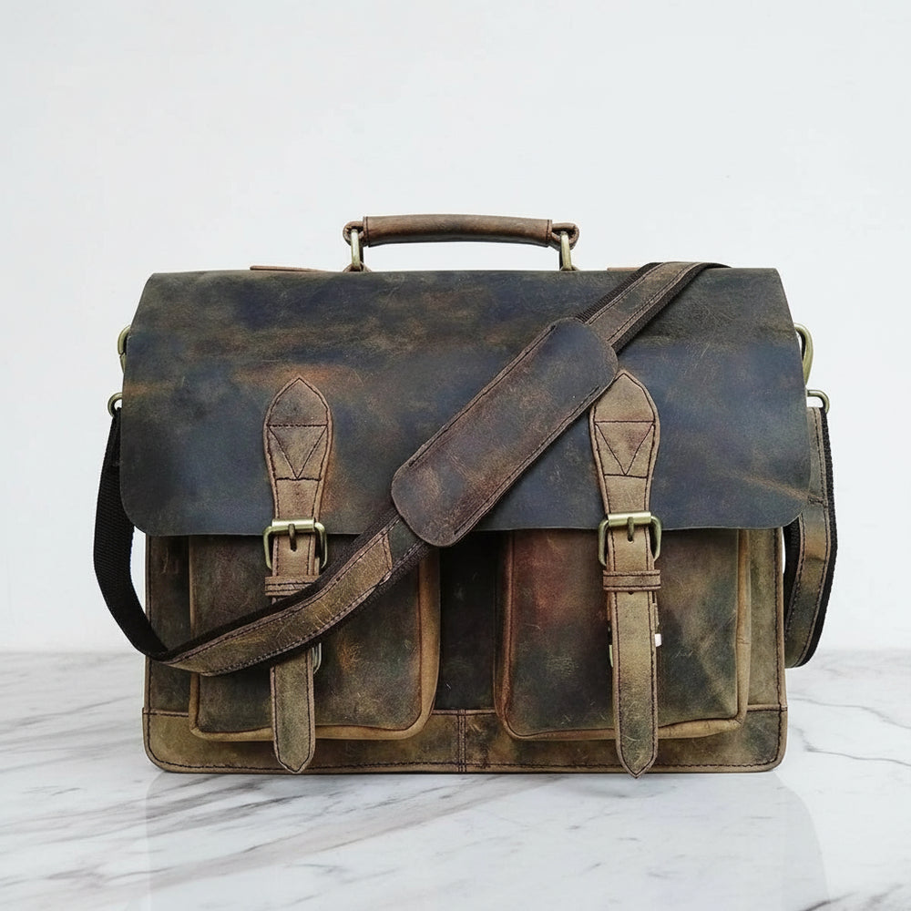 Buffalo leather briefcase by Zodiac Leather