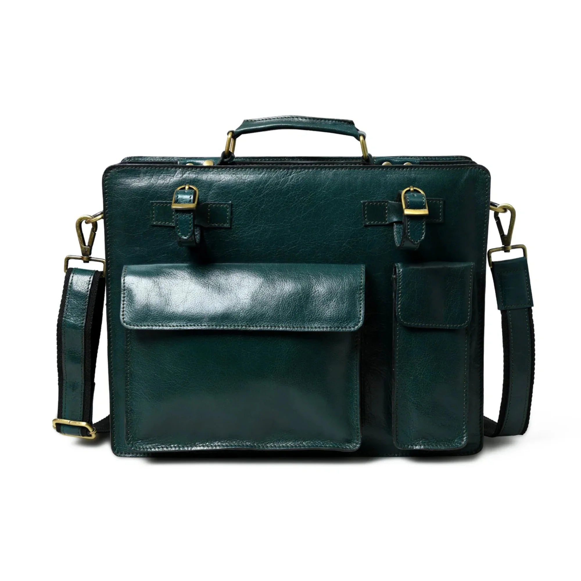 Kai Full Grain Leather Briefcase - Dark Green