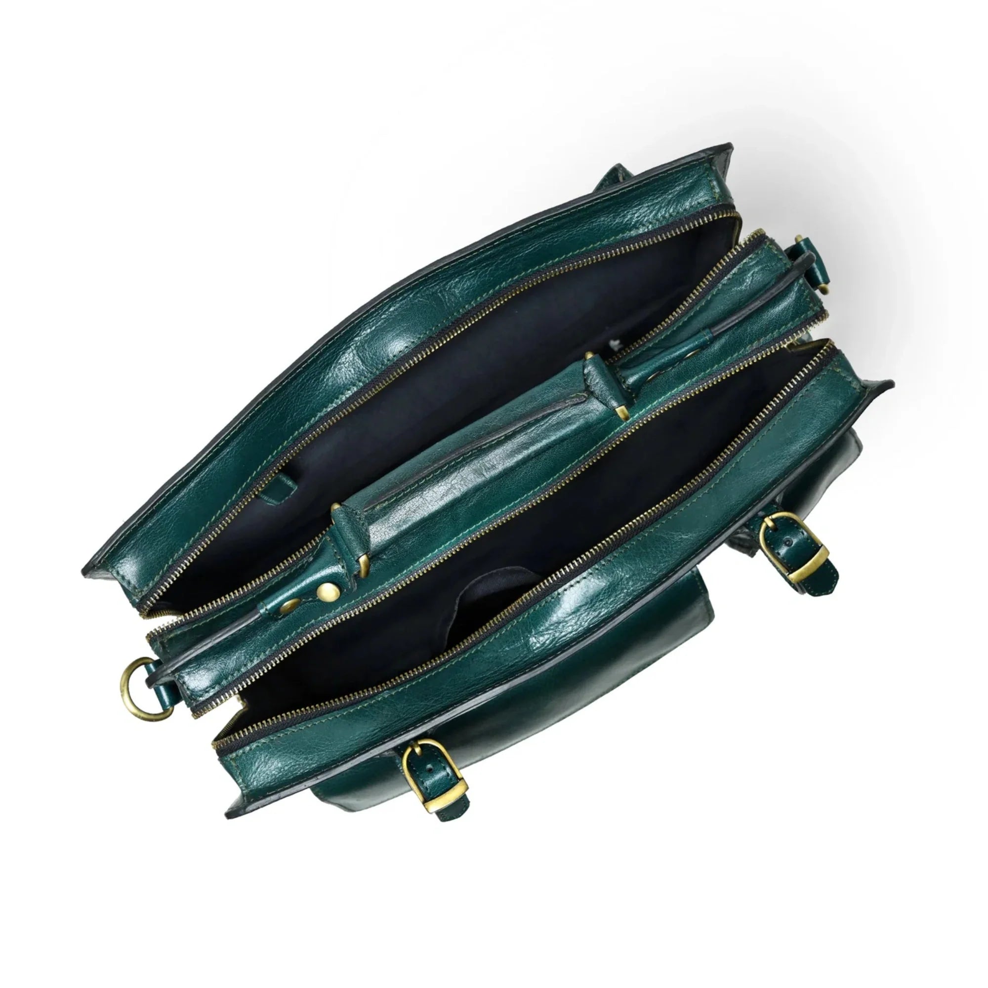 Kai Full Grain Leather Briefcase - Dark Green