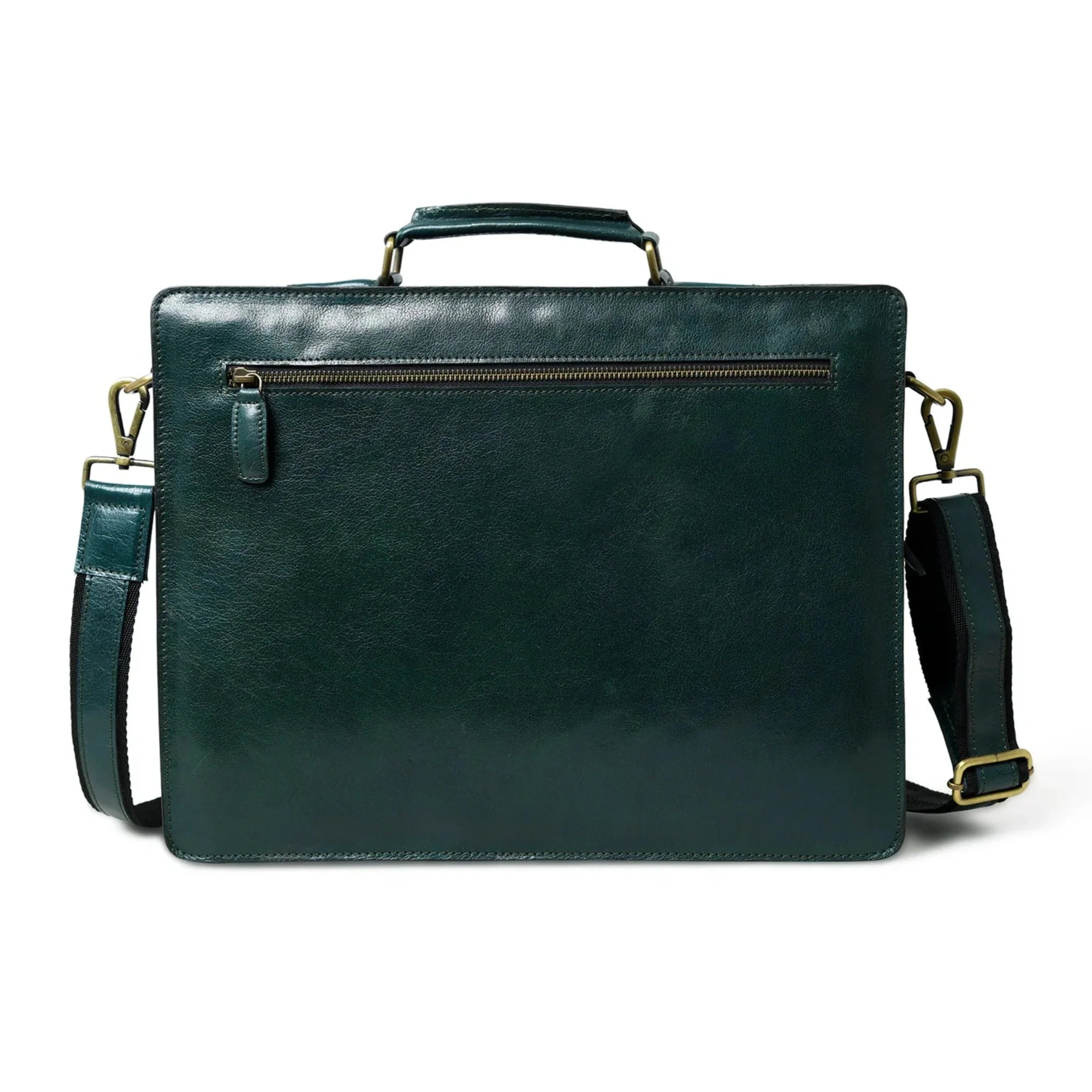Kai Full Grain Leather Briefcase - Dark Green