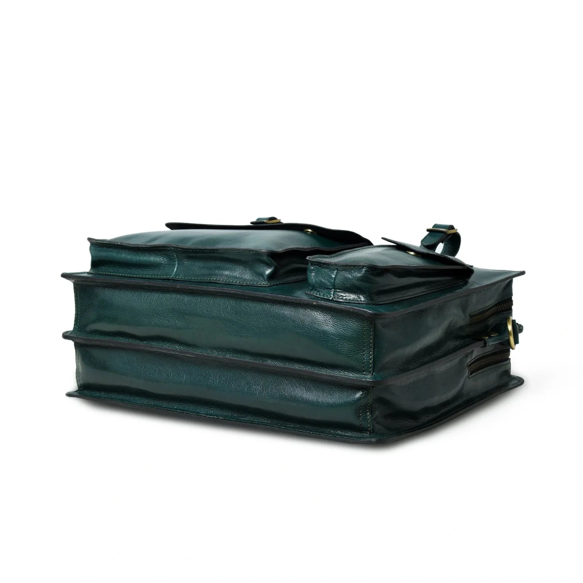 Kai Full Grain Leather Briefcase - Dark Green
