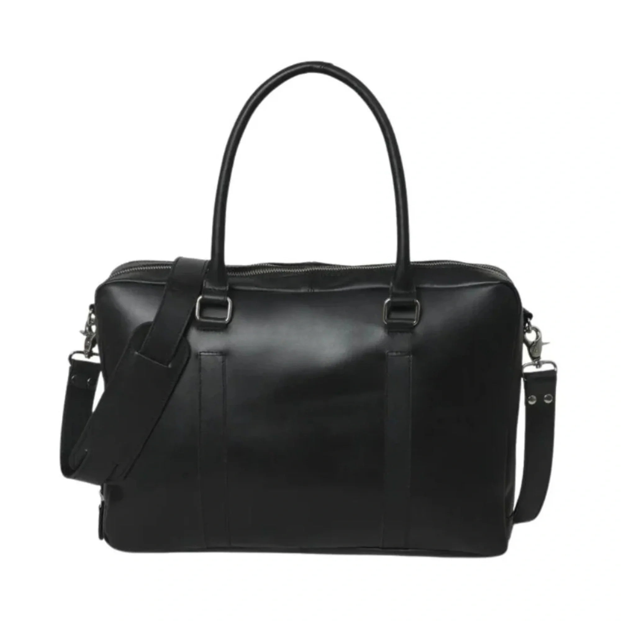 Jamie Buffalo Leather Briefcase- Black