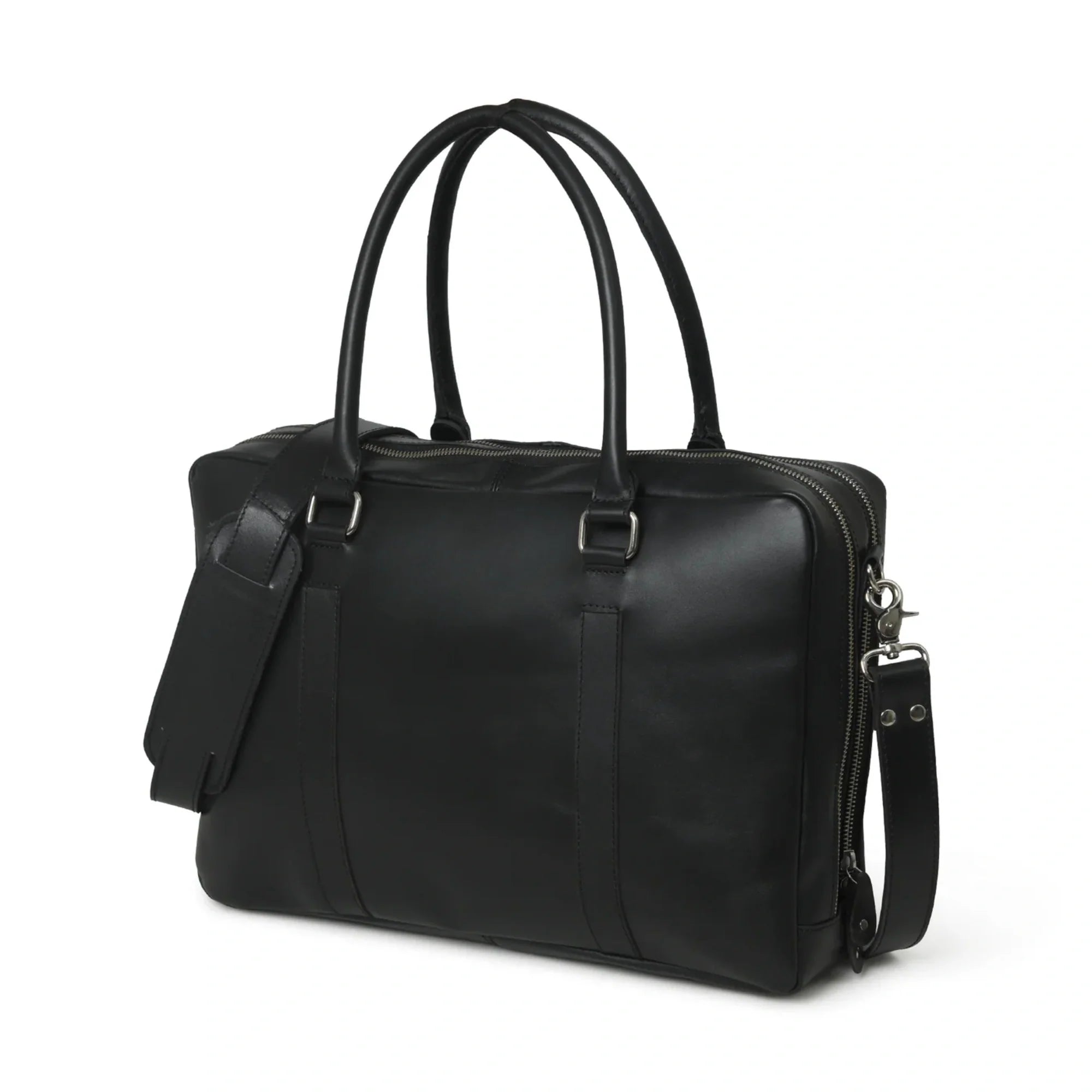 Jamie Buffalo Leather Briefcase- Black