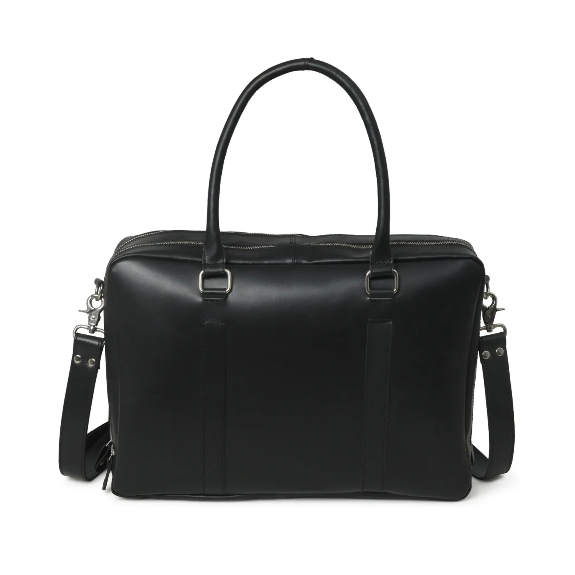 Jamie Buffalo Leather Briefcase- Black