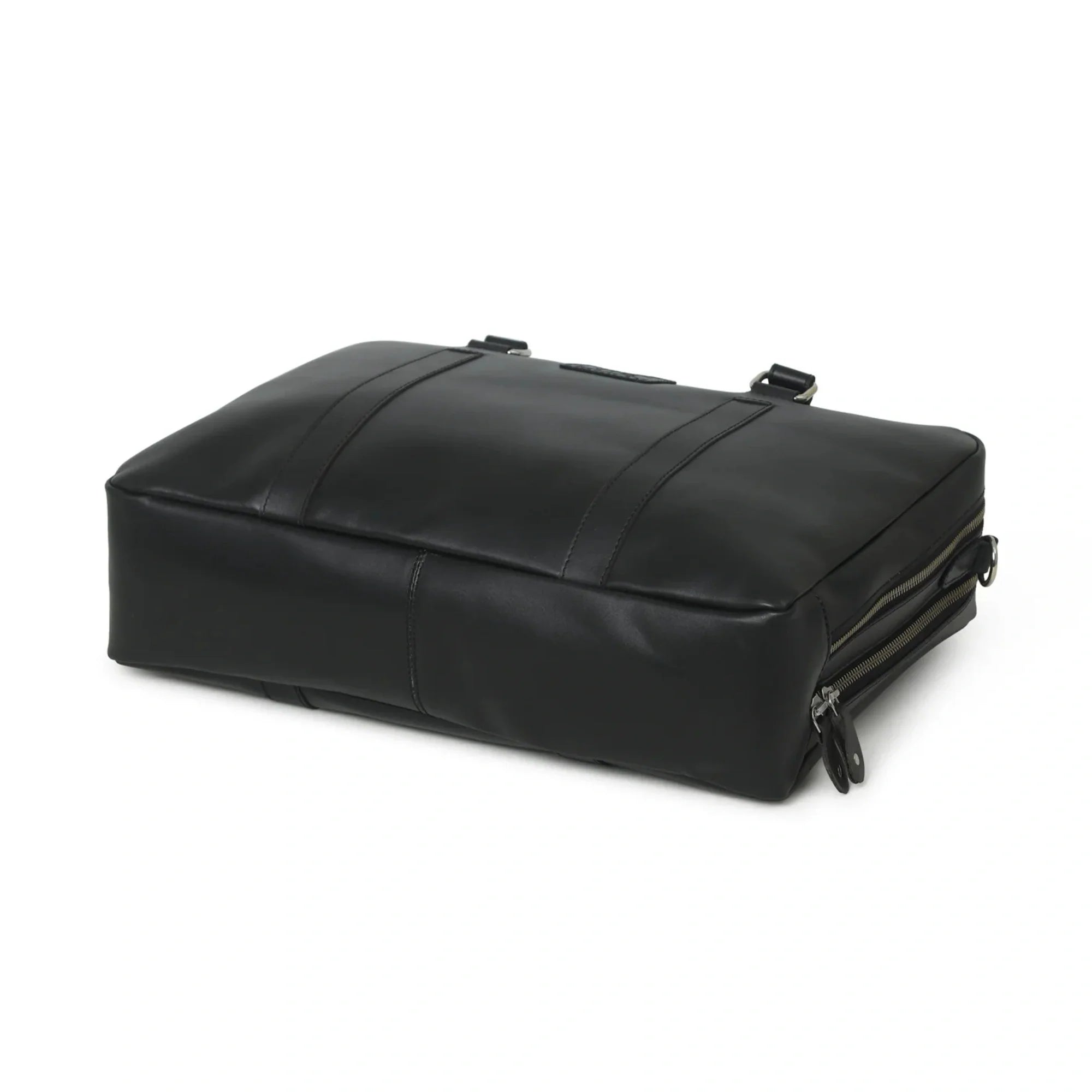 Jamie Buffalo Leather Briefcase- Black
