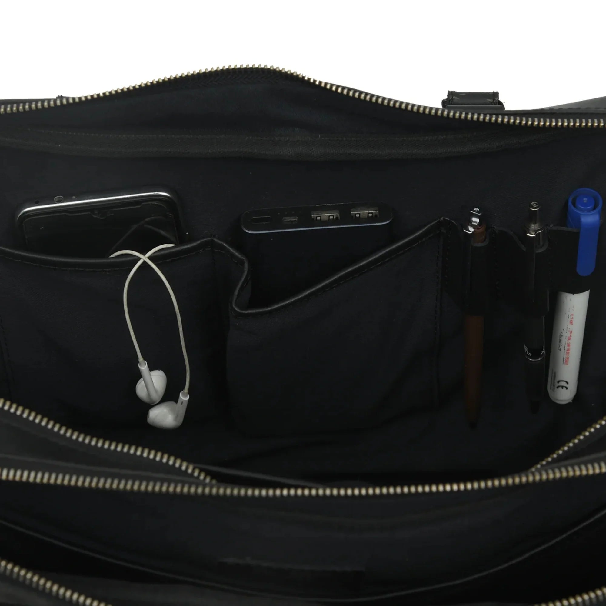 Jamie Buffalo Leather Briefcase- Black