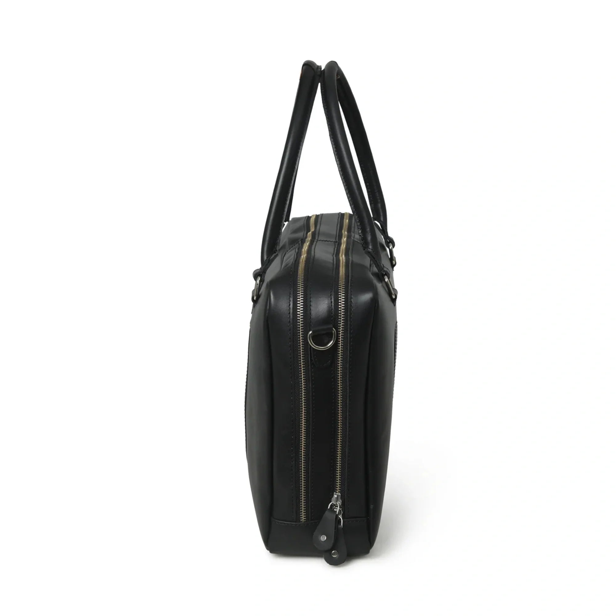 Jamie Buffalo Leather Briefcase- Black