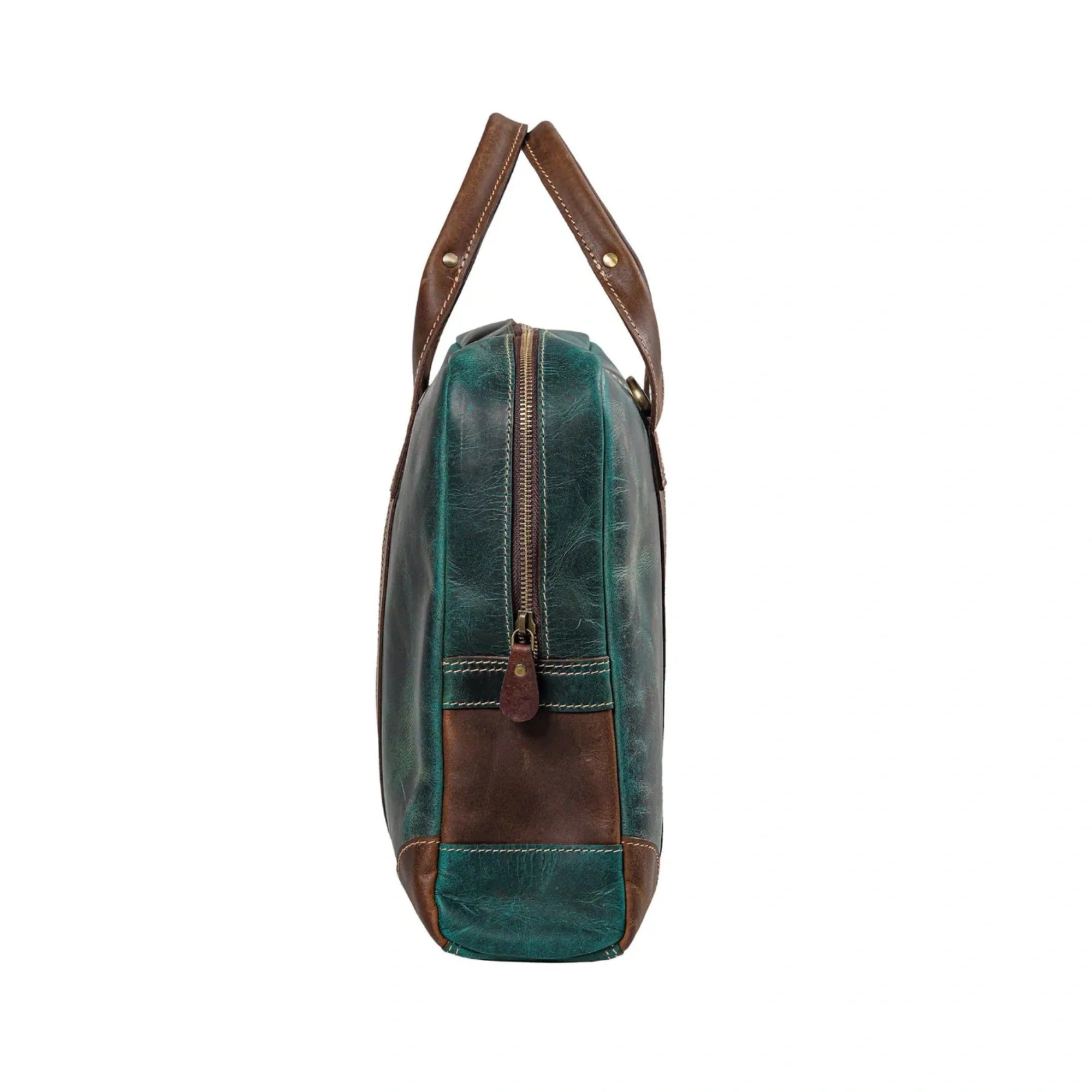 Leo Full grain Leather Briefcase - Green