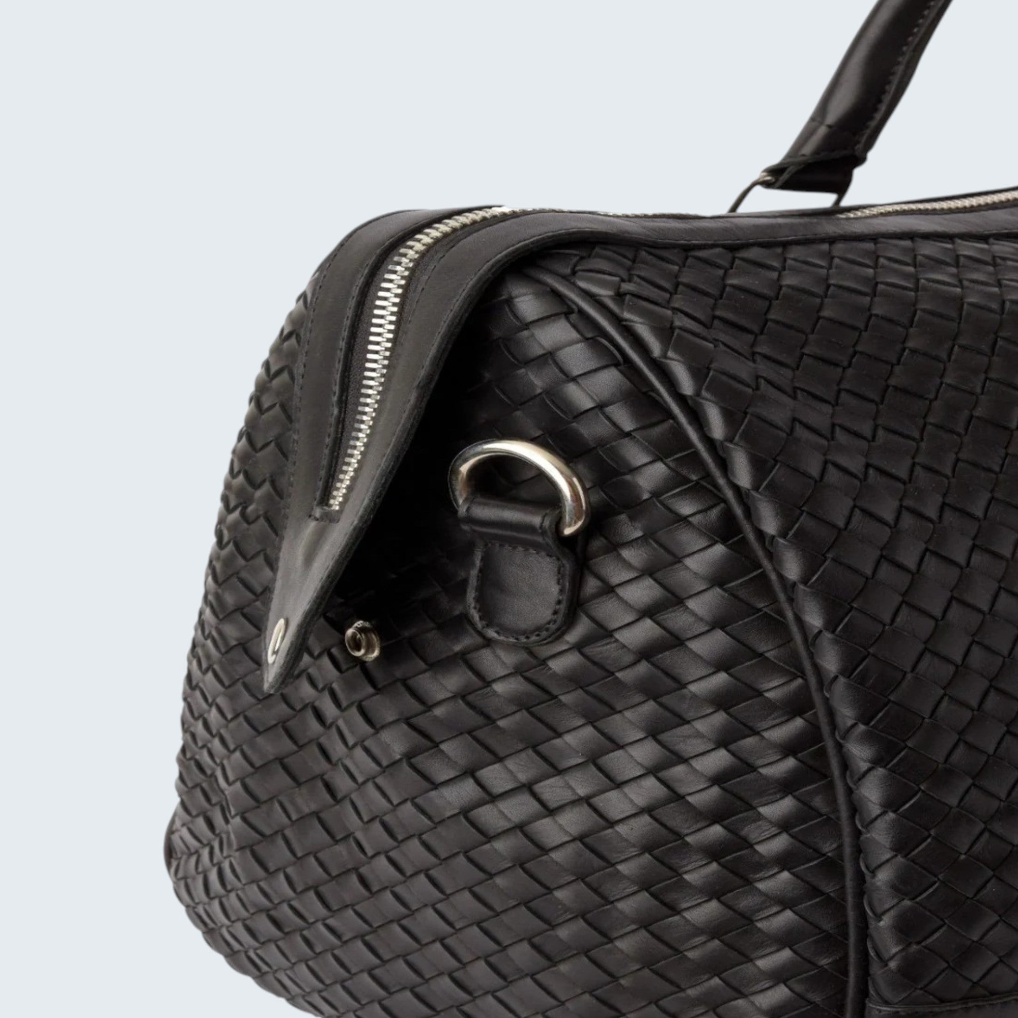 Zodiac Abra Woven Leather Duffle Bag Black