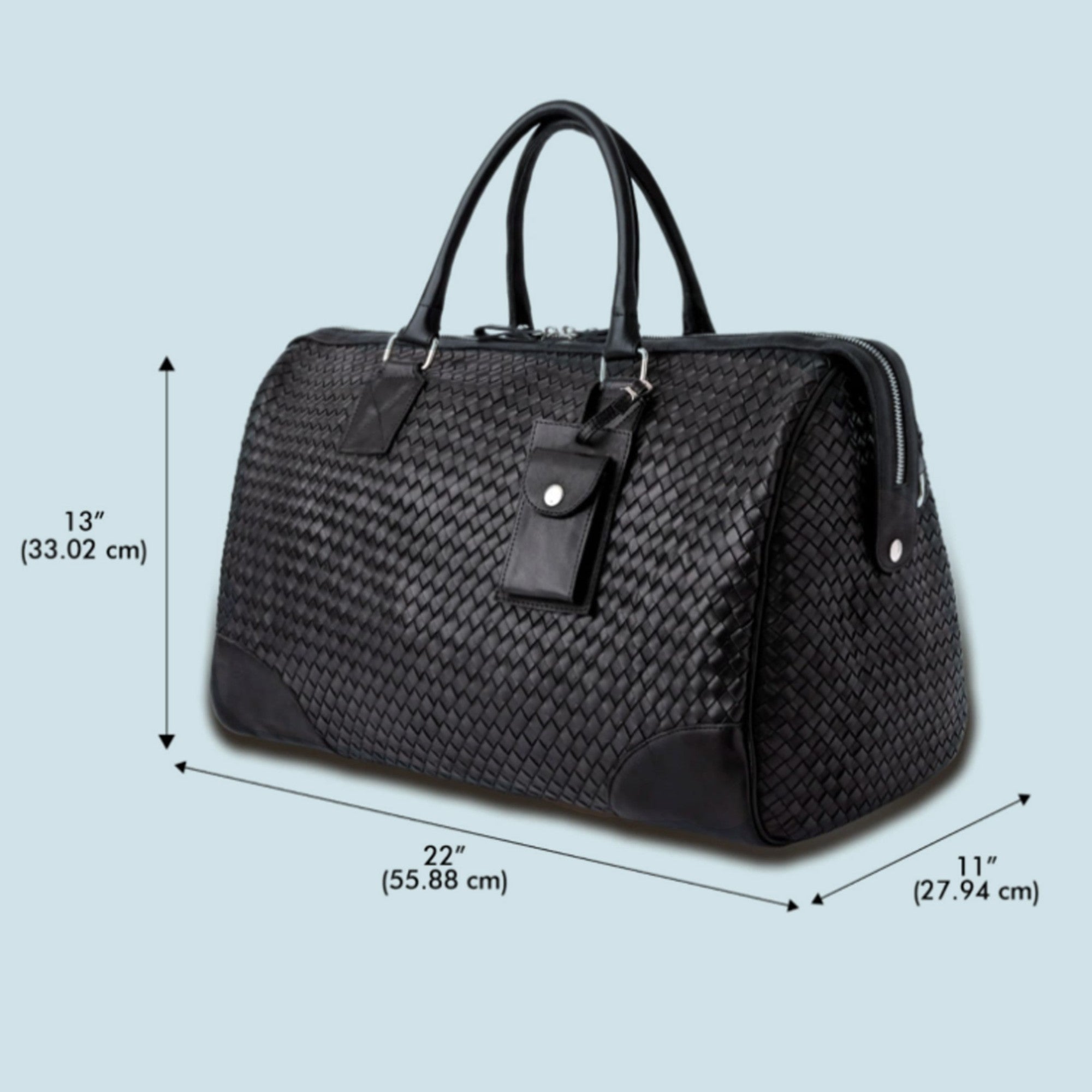 Zodiac Abra Woven Leather Duffle Bag Black