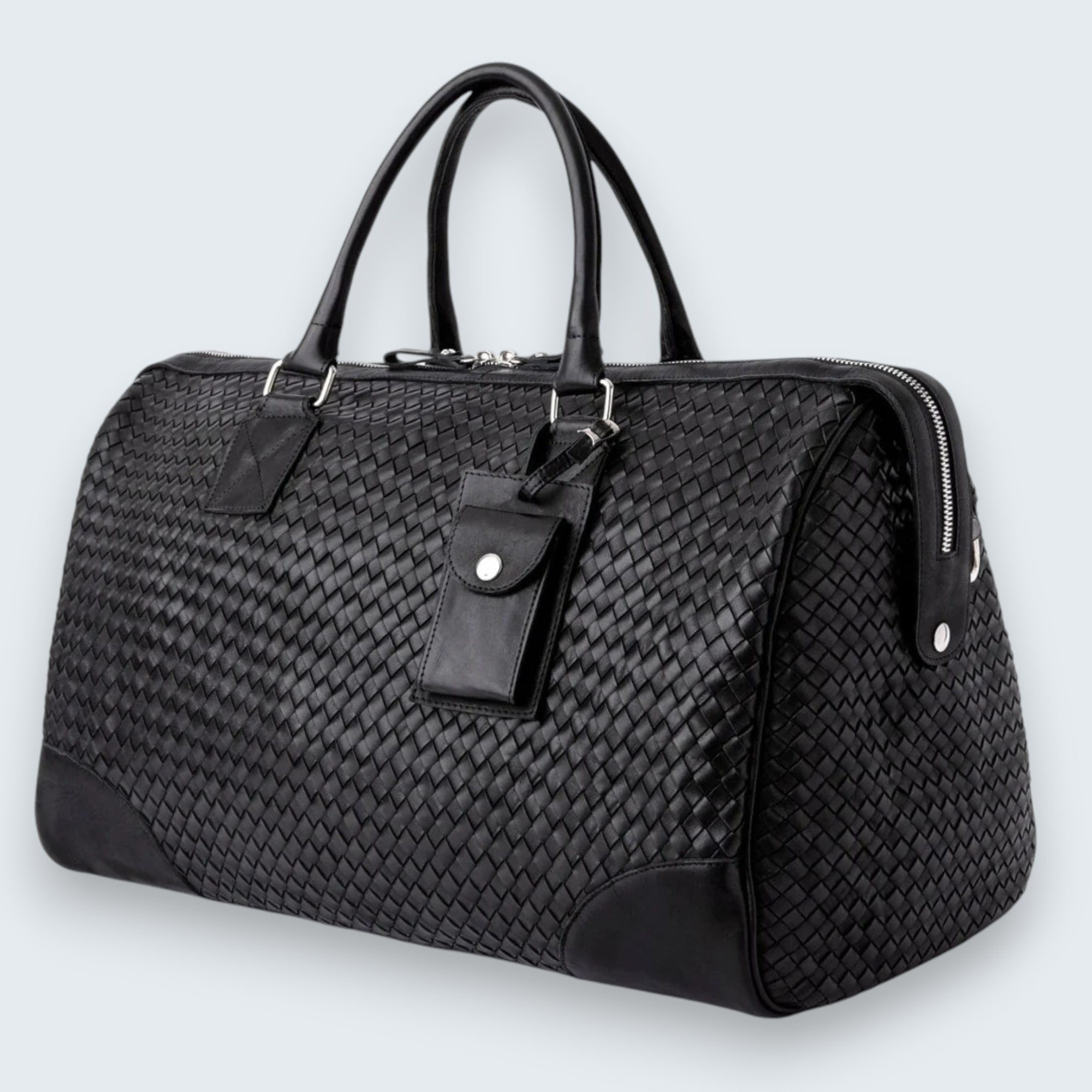 Zodiac Abra Woven Leather Duffle Bag Black