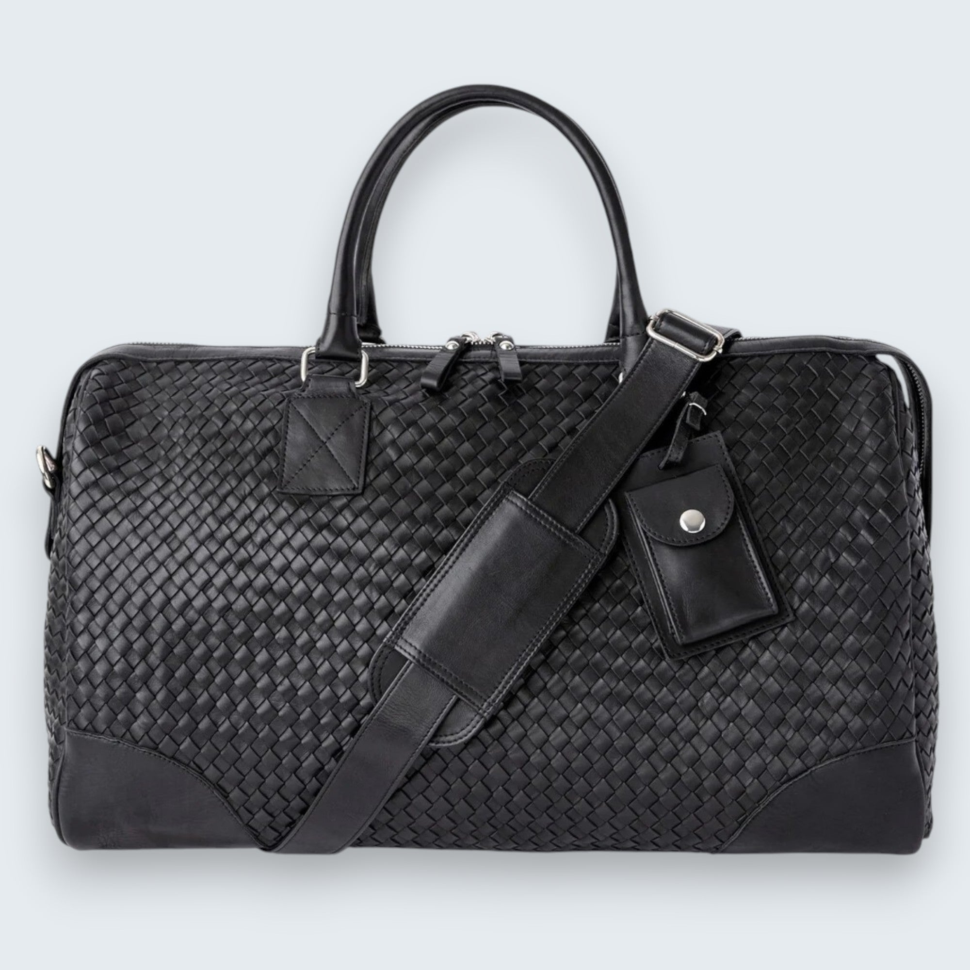 Zodiac Abra Woven Leather Duffle Bag Black