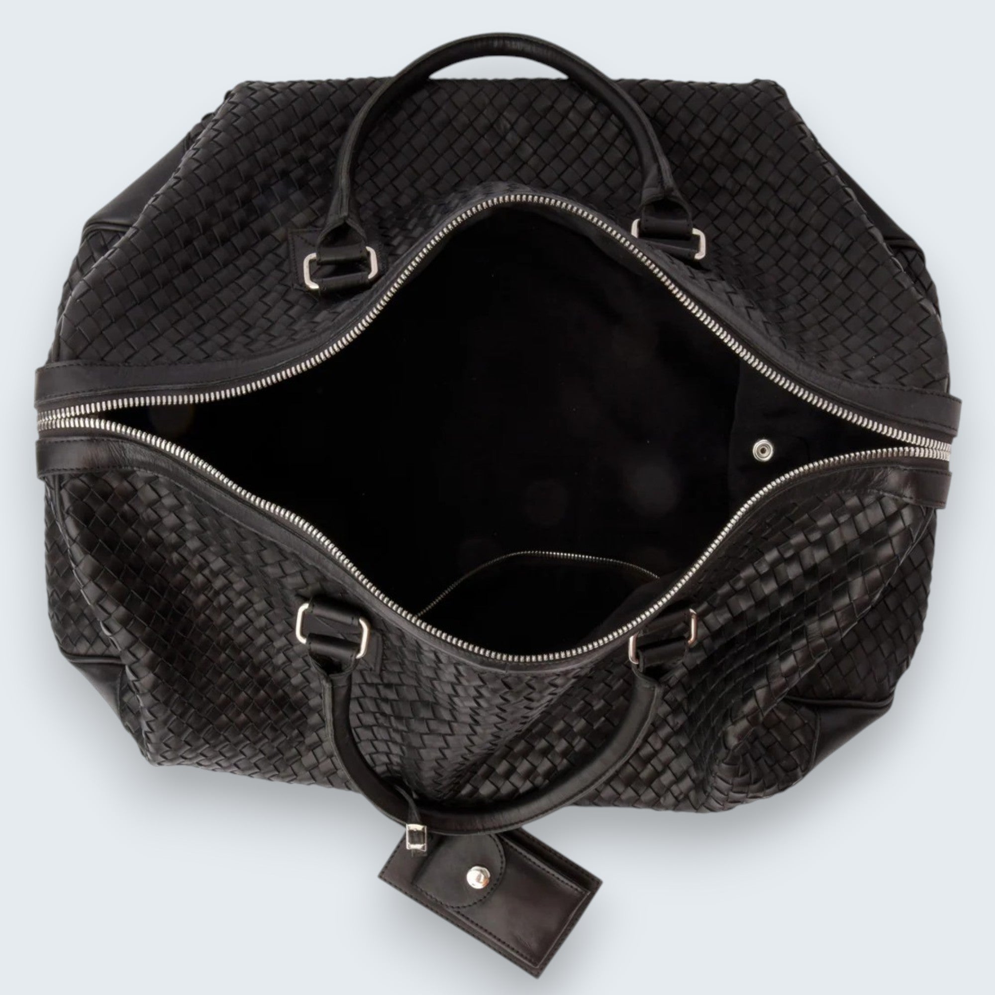Zodiac Abra Woven Leather Duffle Bag Black