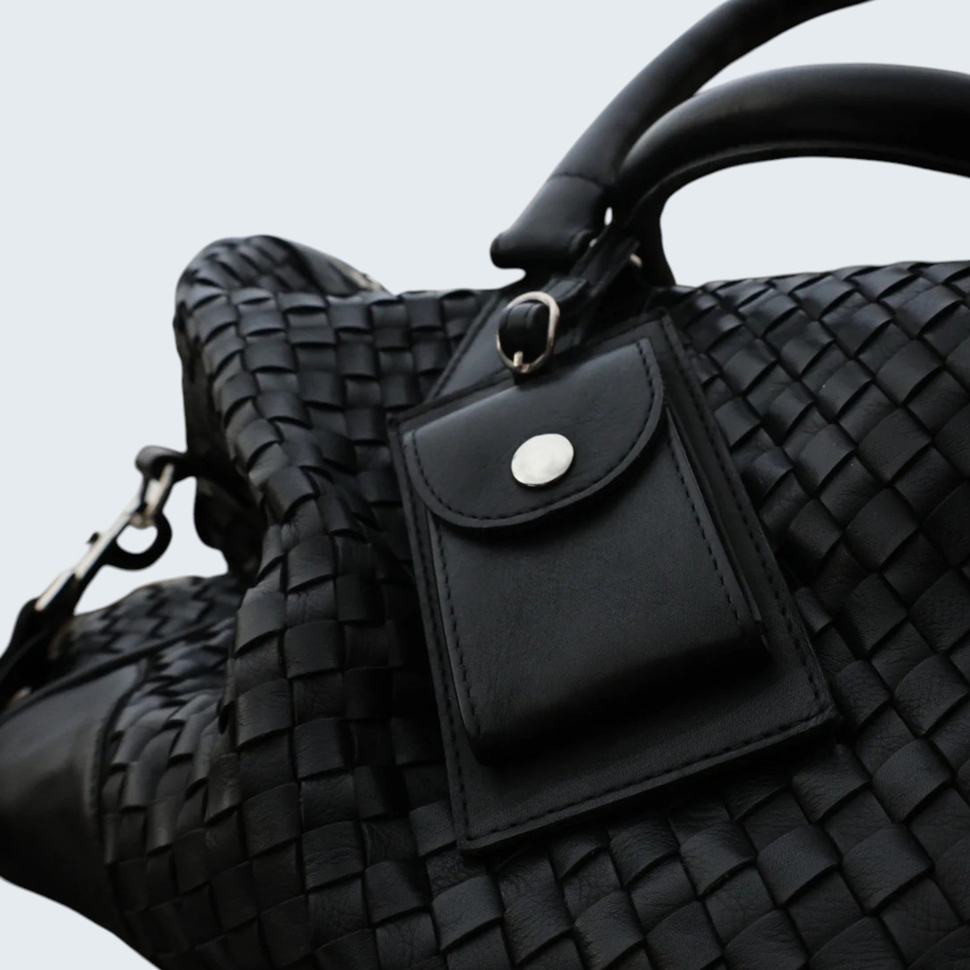Zodiac Abra Woven Leather Duffle Bag Black
