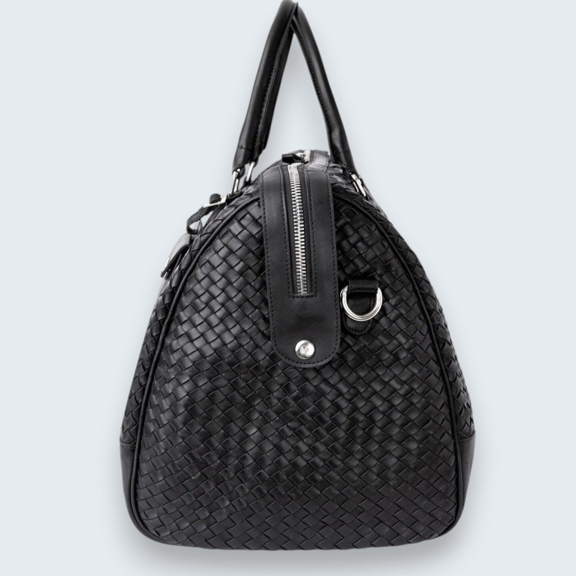 Zodiac Abra Woven Leather Duffle Bag Black