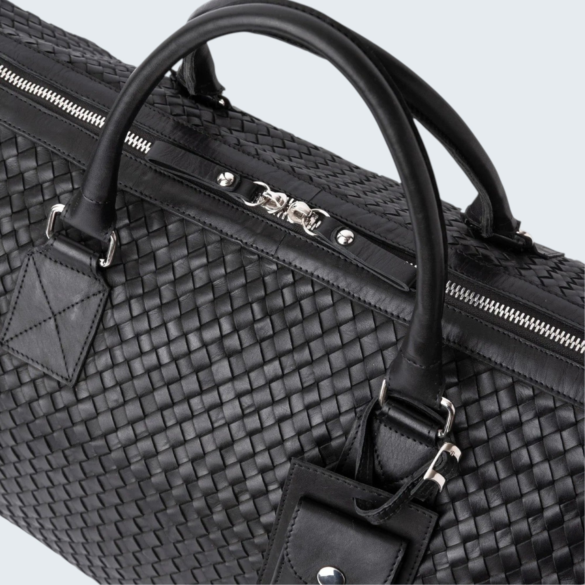 Zodiac Abra Woven Leather Duffle Bag Black