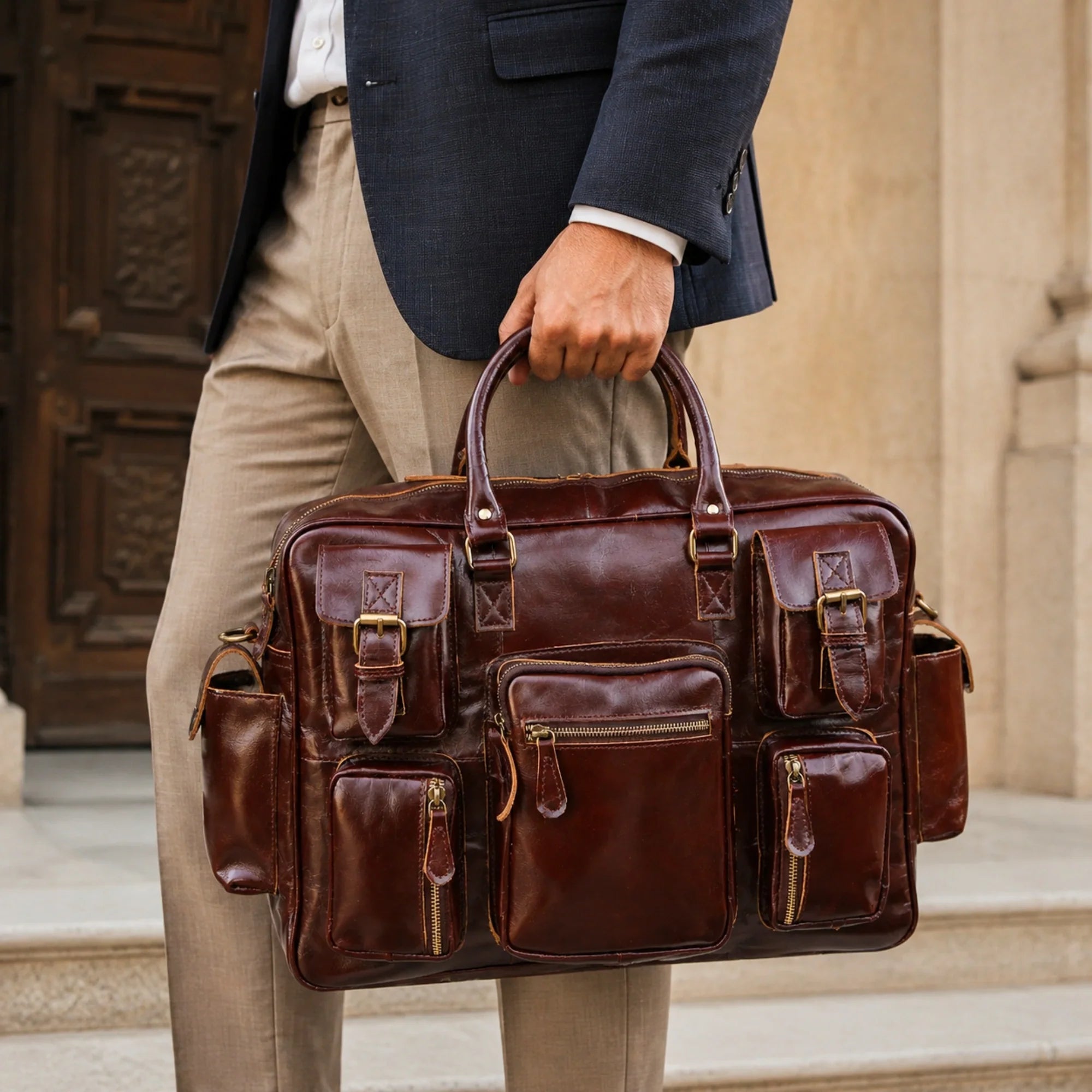 Cherry Red Leather Briefcase