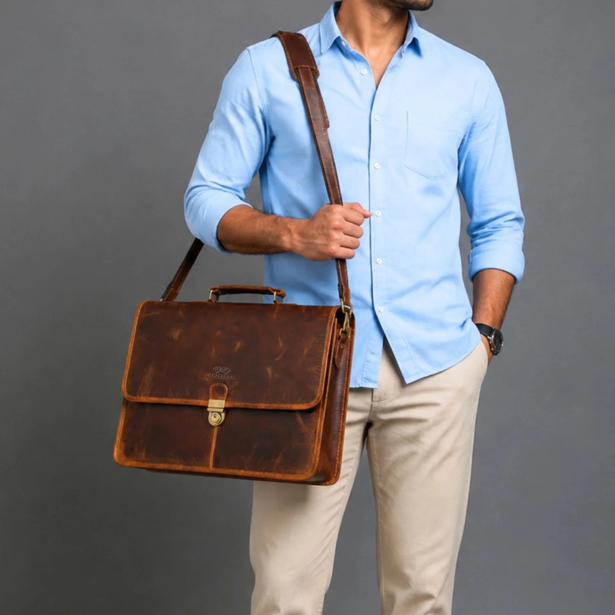 Zodiac Clark Leather Office Briefcase