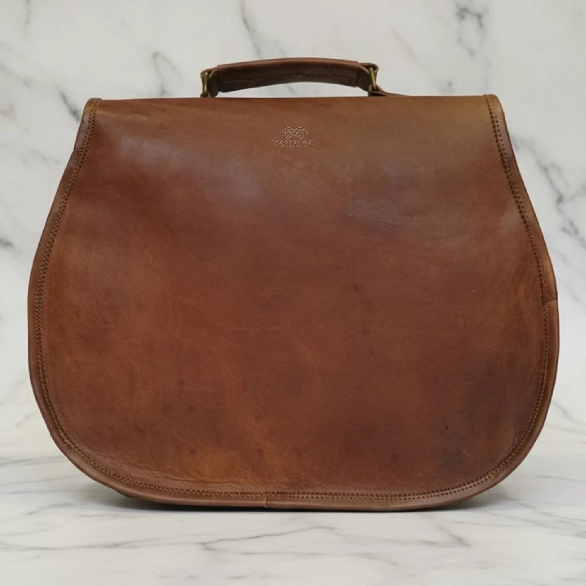 Zodiac Laelia Genuine Leather Satchel Bag Brown