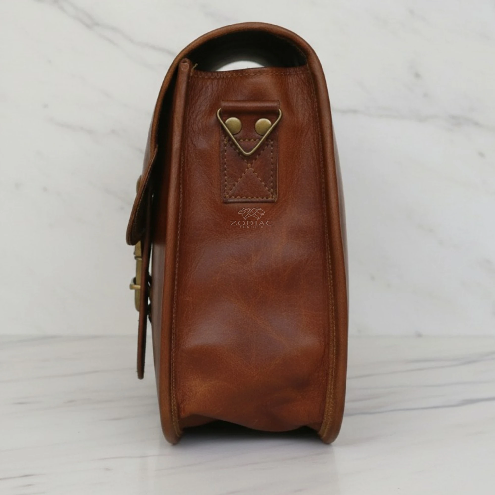 Zodiac Laelia Genuine Leather Satchel Bag Brown