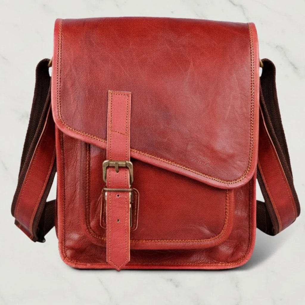 Zodiac Genuine Reddish Brown Crossbody Bag