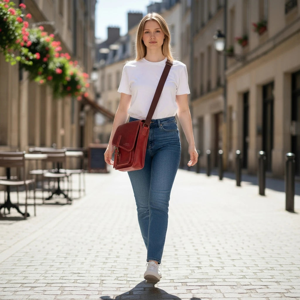 Zodiac Genuine Reddish Brown Crossbody Bag