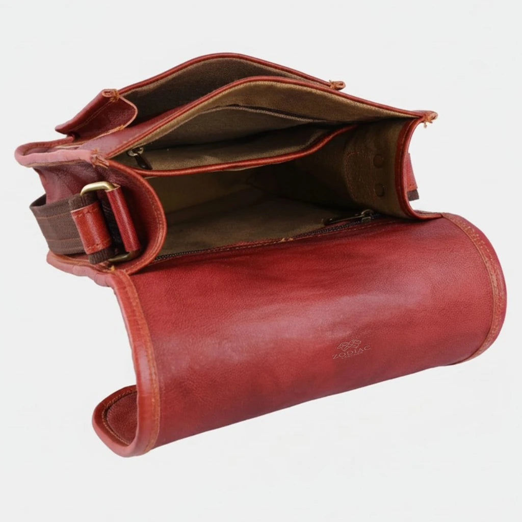 Zodiac Genuine Reddish Brown Crossbody Bag
