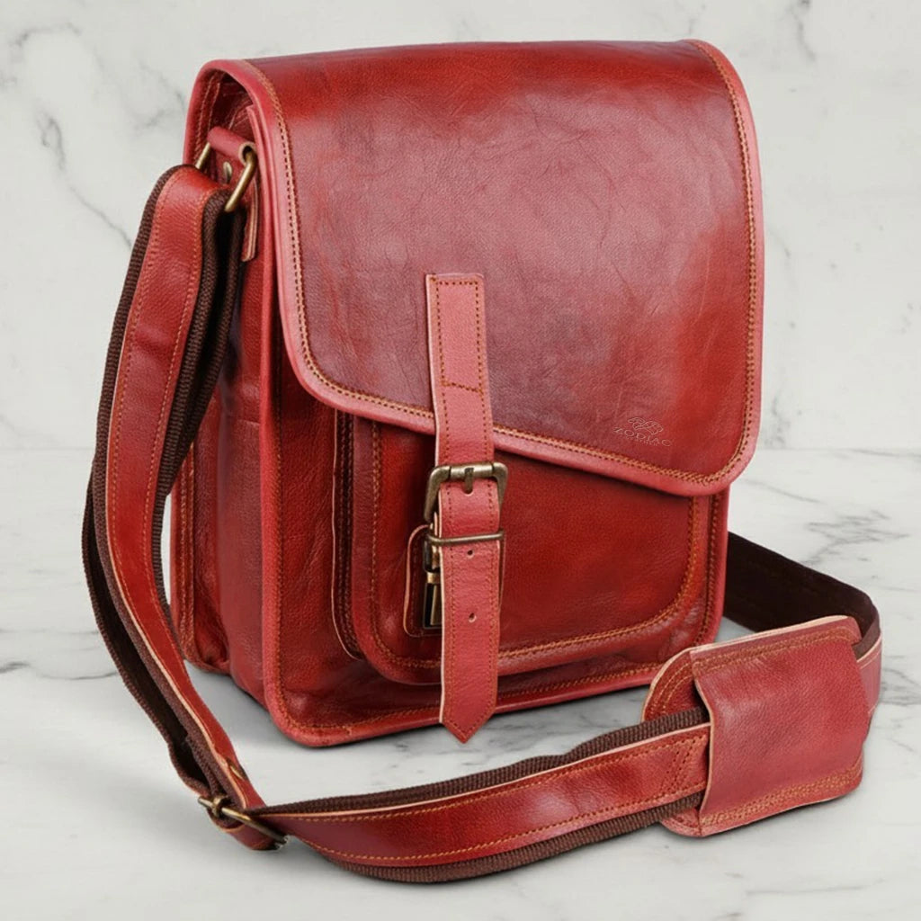 Zodiac Genuine Reddish Brown Crossbody Bag