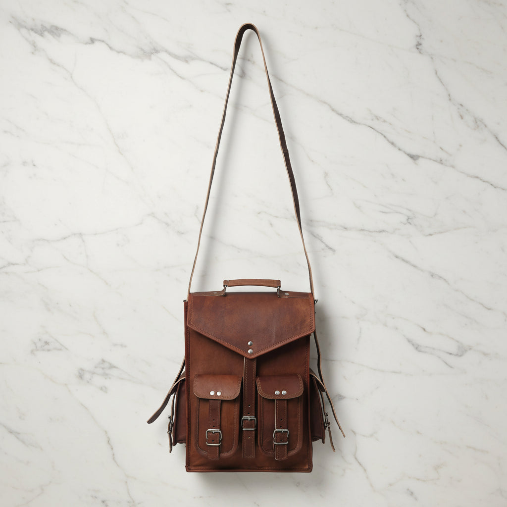 Zodiac Historic Crossbody Leather Backpack