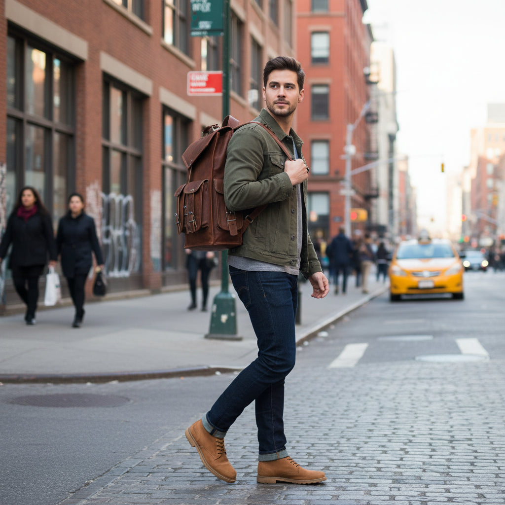 Zodiac Historic Crossbody Leather Backpack