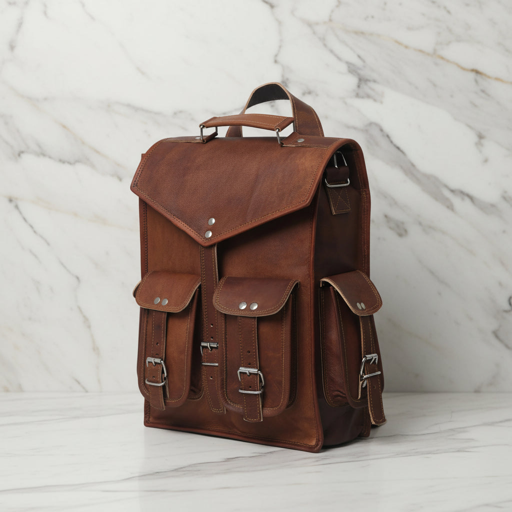 Zodiac Historic Crossbody Leather Backpack