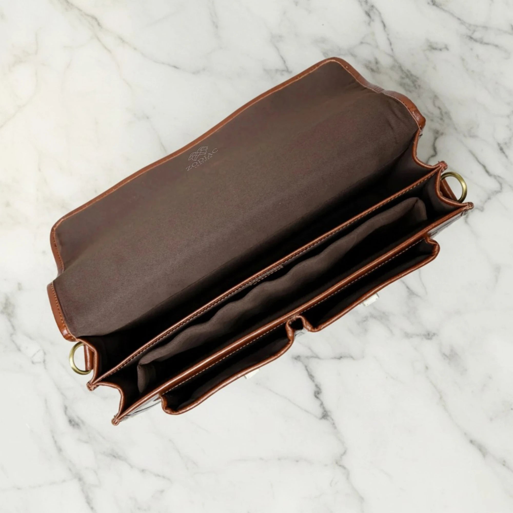 Zodiac Mason Brown Full Grain Leather Briefcase