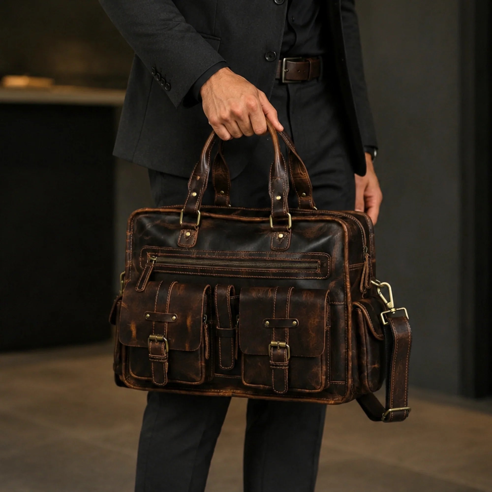 Nolan Buffalo Leather Briefcase