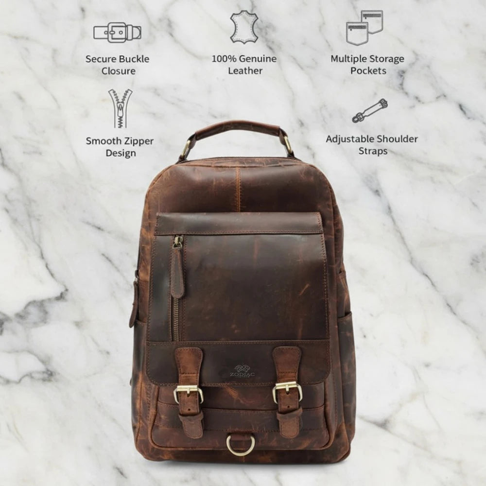 Zodiac Premium Unisex Leather Backpack