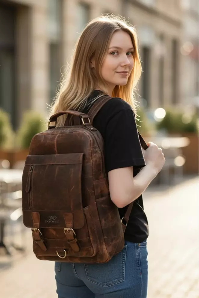 Zodiac Premium Unisex Leather Backpack