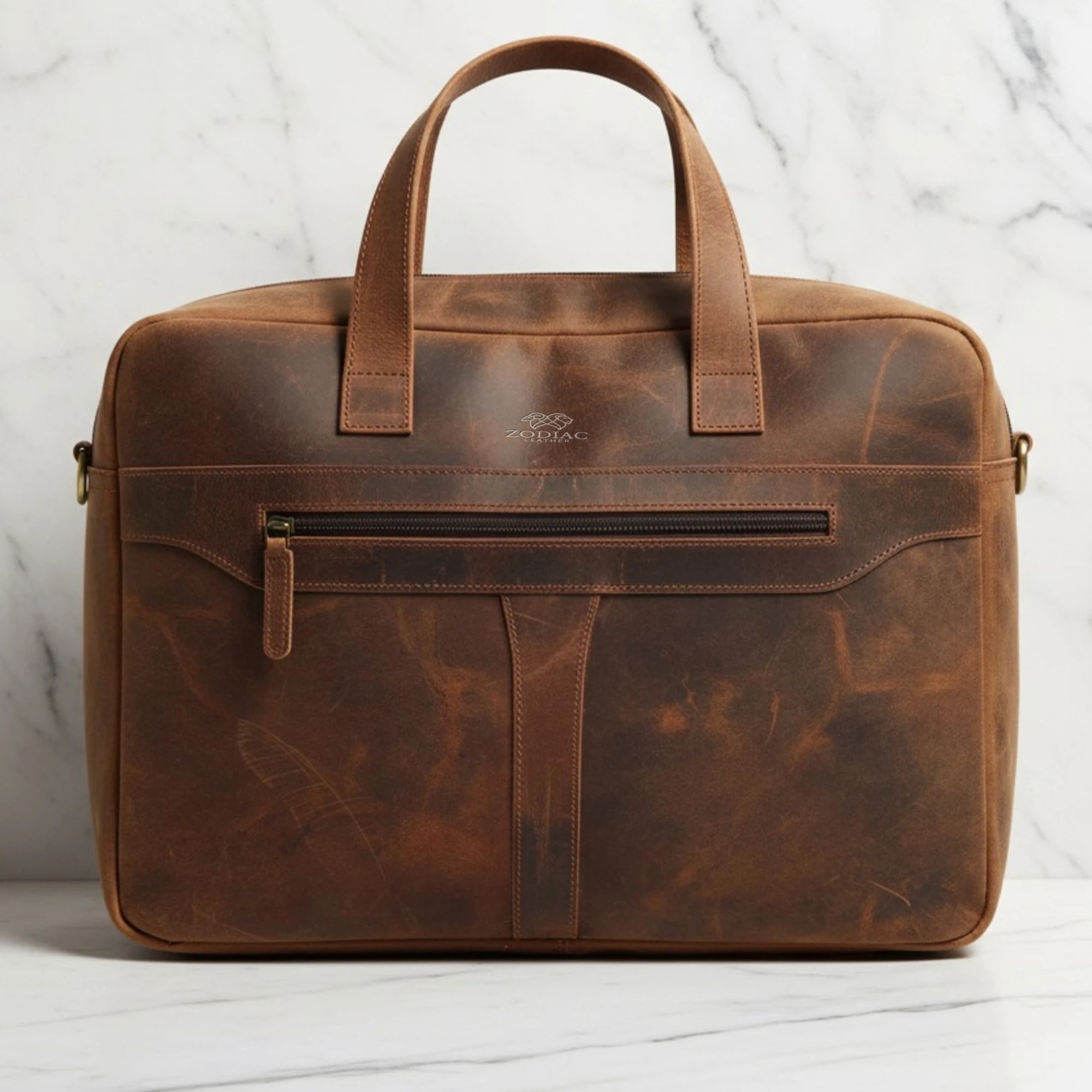 Zodiac Raw Leather Office Briefcase