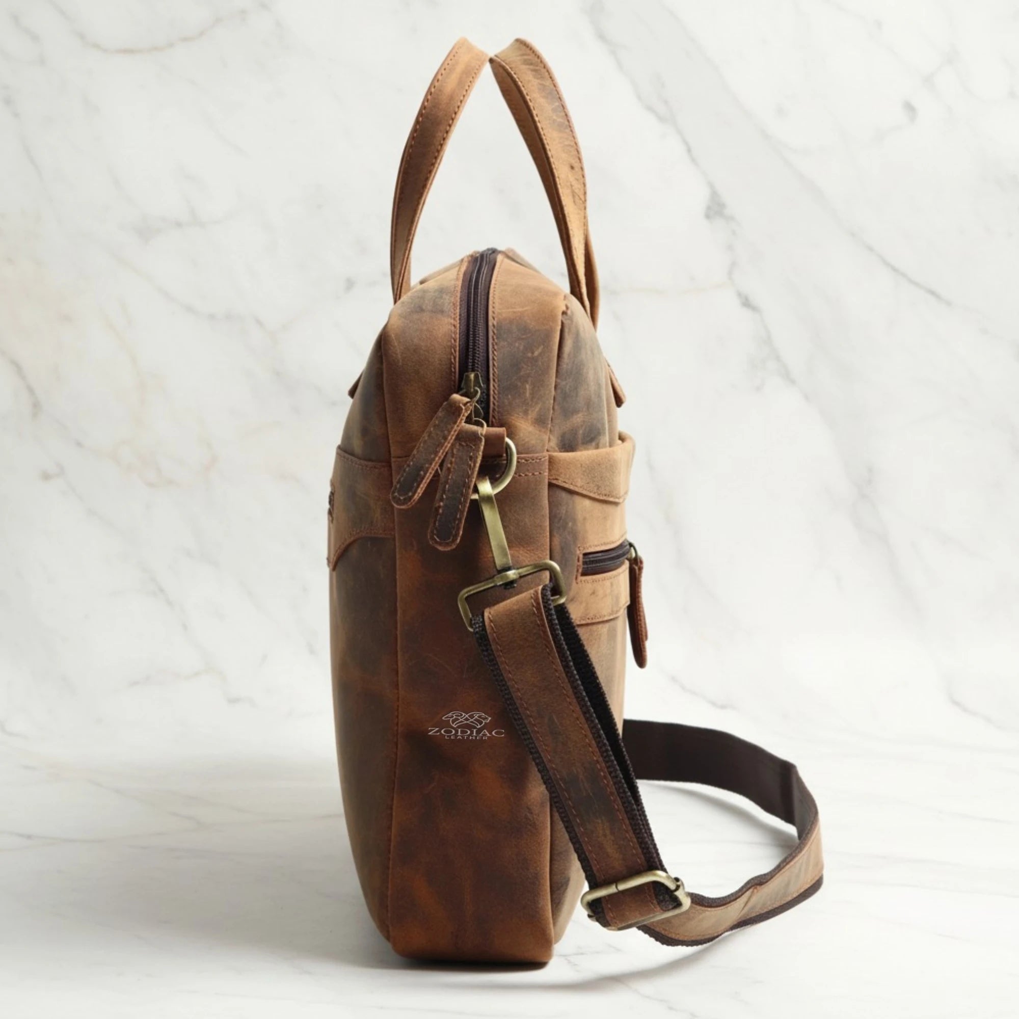 Zodiac Raw Leather Office Briefcase