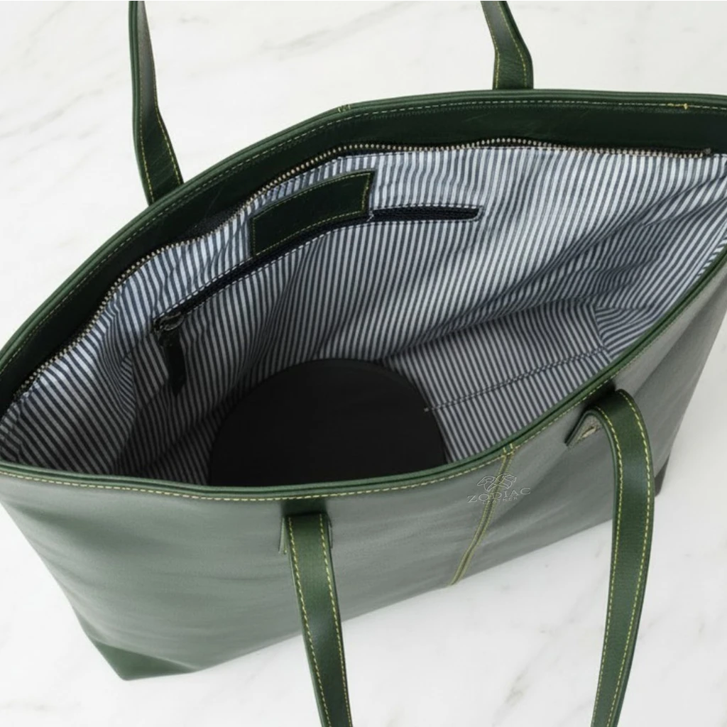 Zodiac Jimmy Genuine Leather Tote Handbag Green