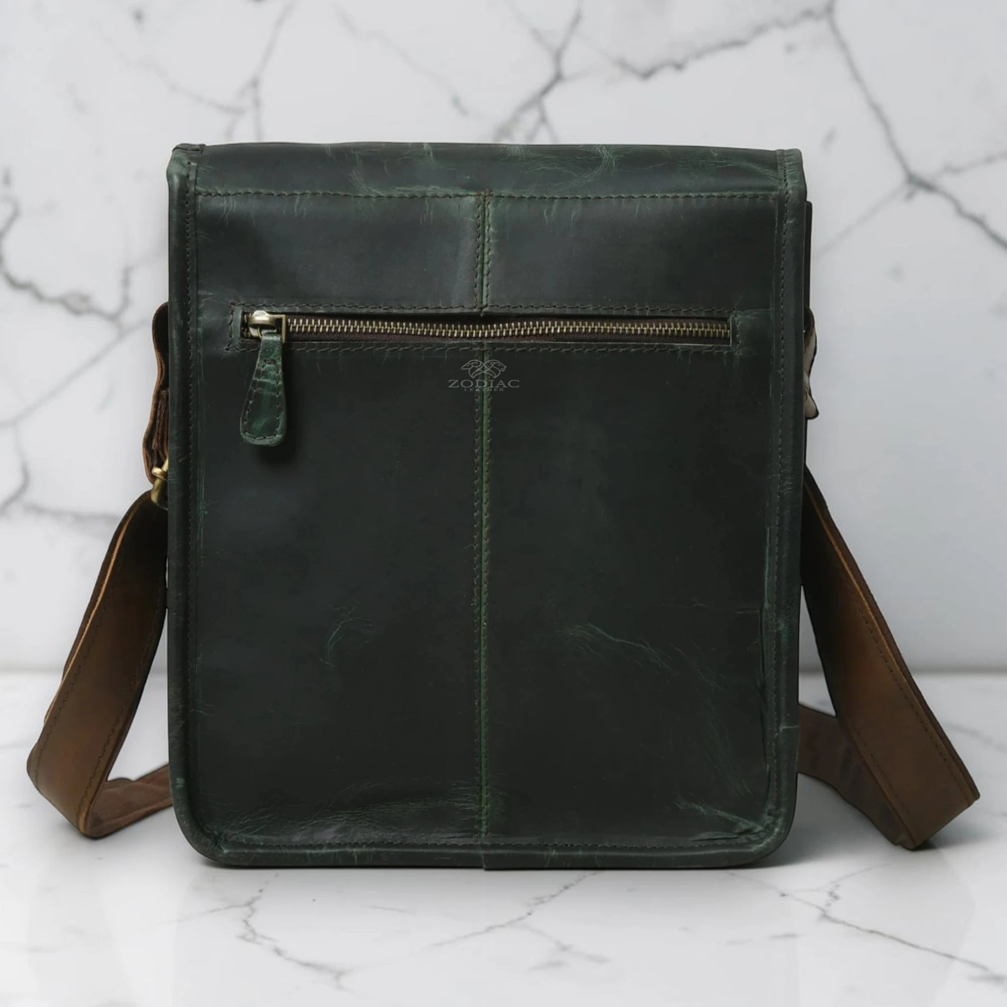 The Classic Green with Brown Accent Crossbody Messenger Bag