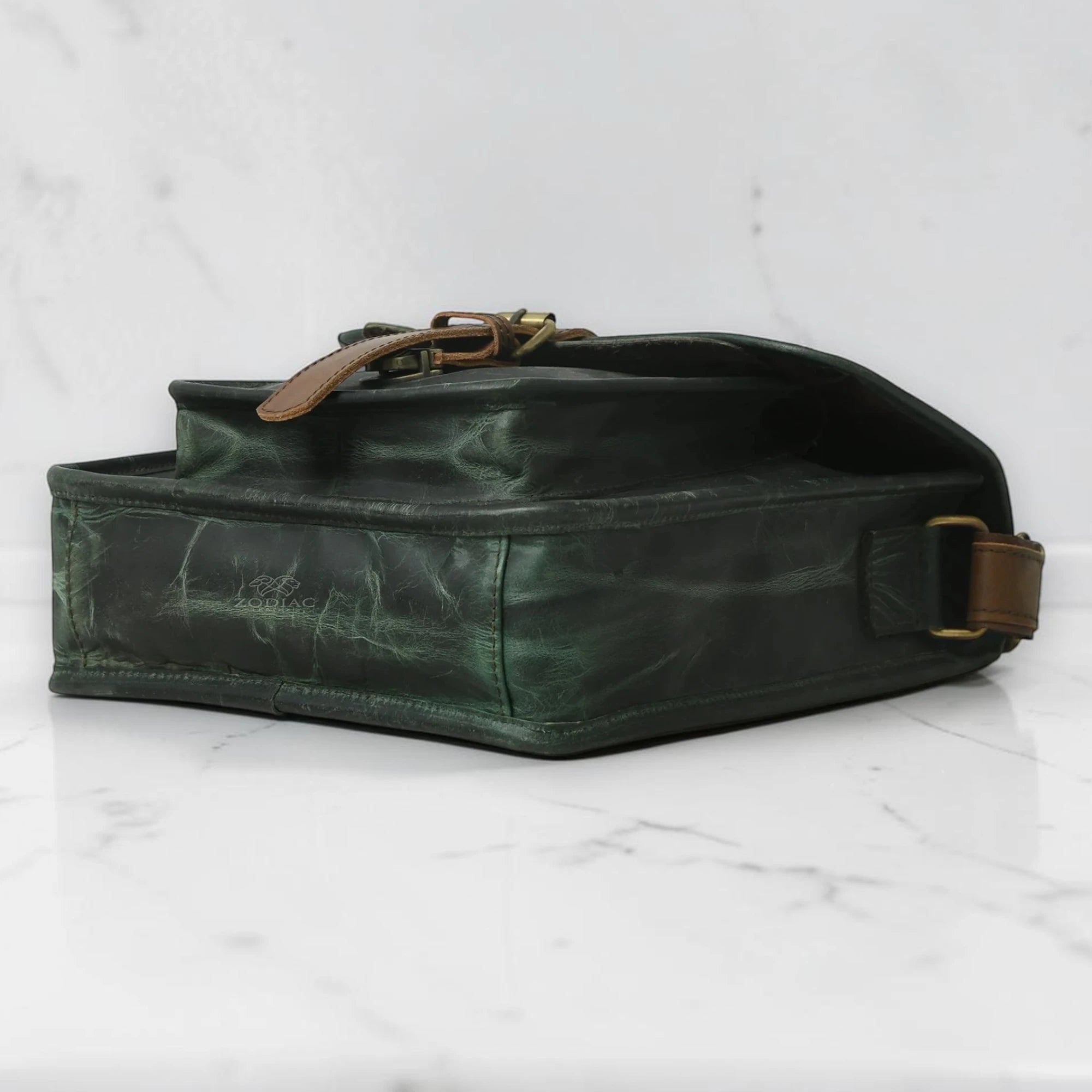 The Classic Green with Brown Accent Crossbody Messenger Bag