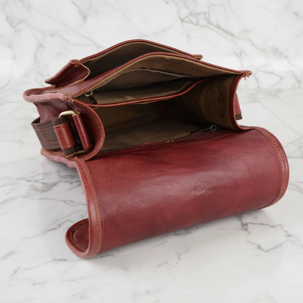 Zodiac Classic Full Grain Crossbody Messenger Bag