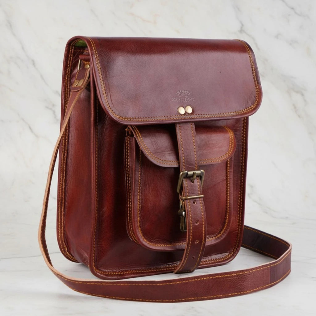 Zodiac Classic Full Grain Crossbody Messenger Bag