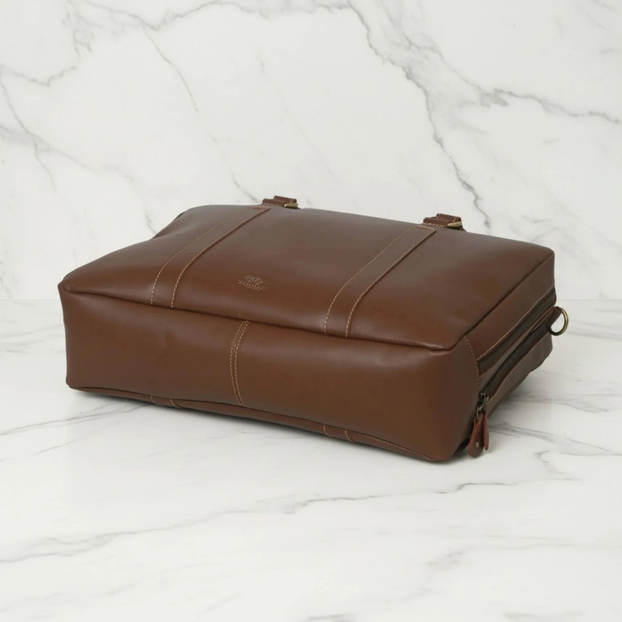 Zodiac Toby Brown Leather Laptop Office Briefcase
