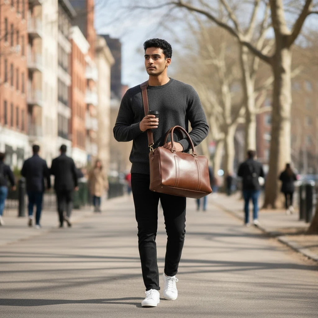Zodiac Toby Brown Leather Laptop Office Briefcase