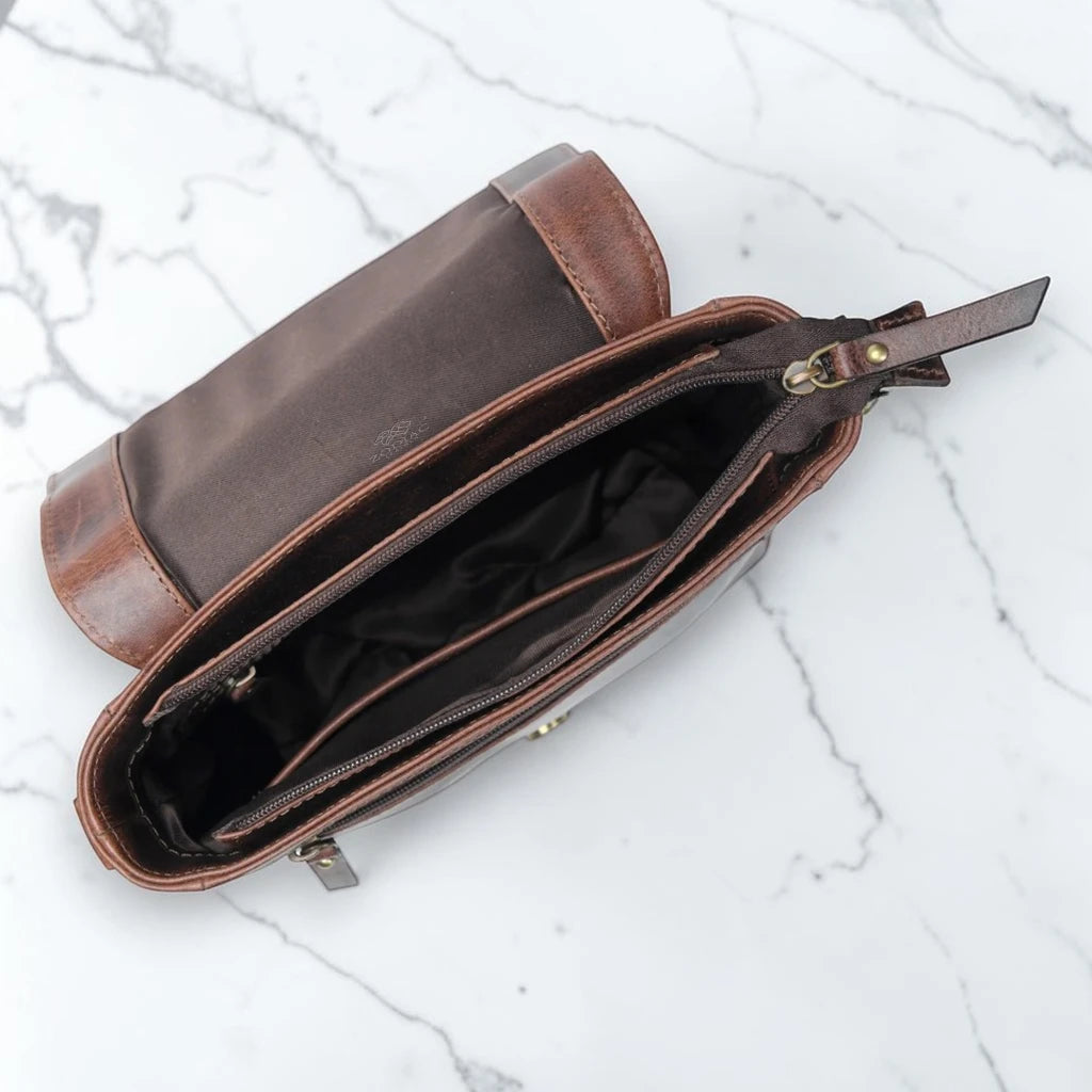 Zodiac Dahlia Premium Leather Unisex Crossbody Bag