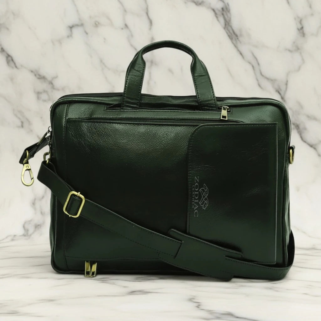 Zodiac Asahi Genuine Leather 2 In 1 Backpack Bag Green